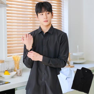 남성 긴팔 와이셔츠 스판 캐주얼 정장셔츠 카페 유니폼 근무복 블랙 블루 단체주문