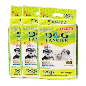 도그펜시아 가성비 강아지 강력 중대형 배변패드 45cmX62cm 허브향, 50매입, 3개