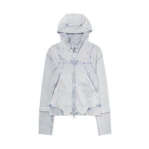 W Mischief Rhombus Punching Hoodie Zip Up Bleached Light Blue 미스치프 롬버스 펀칭 후드 집업 블리치드 라이트 블루