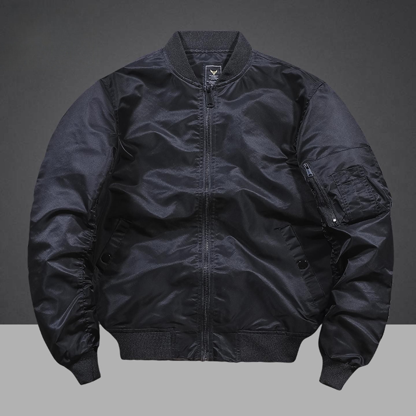 항공 오버핏 MA-1 스타일 리버시블 자켓 블루종 경량 블랙 S 40.0-50.0kg
