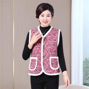 겨울 기모 누빔 할머니조끼 꽃무늬 김장조끼