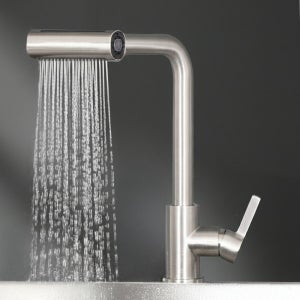 퀸넥스 와이드 폭포수전 고급형 4way 주방 싱크대 수전 수도꼭지 무광 셀프교체 k-101