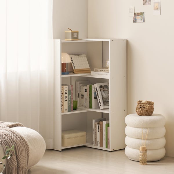 길이조절 3단책장 만화책 슬림 슬라이딩책장 600 미니책장 거실낮은책장 틈새 코너책장