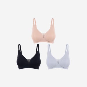 [3PACK] 타밈 심리스 노와이어 얇은끈 편한 서포트 메쉬 젤리브라