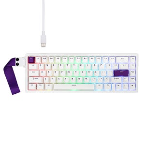 에포메이커 HE68 유선 게이밍 키보드 8K 폴링레이트 화이트퍼플, 자석축