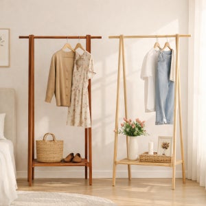 원목행거 스탠드옷걸이 이동식 간이 우드 스탠드 틈새 미니 접이식 행거