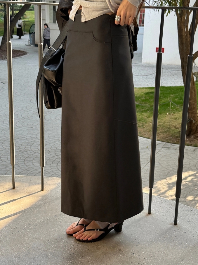 26SS londonflat 런던플랏 펜슬 스커트 H라인 패치 포켓 슬릿 롱 스커트