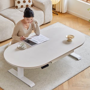 아우스 DT04 3STEP 고강도 듀얼모터 세라믹 전동 모션 거실 테이블 타원형 1200