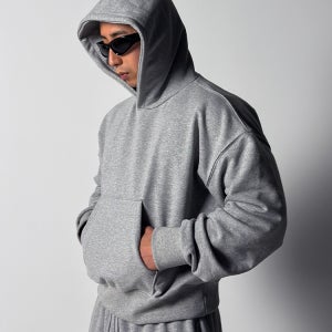 세미 크롭 루즈핏 헤비쭈리 무지 후드티 남자상의 빅사이즈 남성큰옷 데일리후디 짐웨어 도프룸