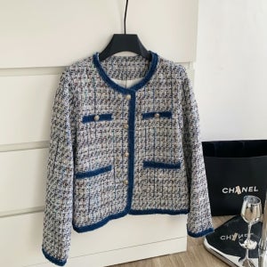 오뜨라떼 봄 트위드 자켓 여성 배색 라운드넥 데일리 아우터 3040 오피스룩