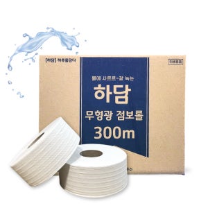 변기 안막히는 물에 잘녹는 점보롤화장지 2겹 엠보 업소용 하담 300m, 16롤, 1팩