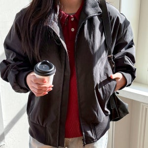 [55-120] 반하이넥 투웨이 블루종 점퍼 여성 빅사이즈 여자 플러스사이즈