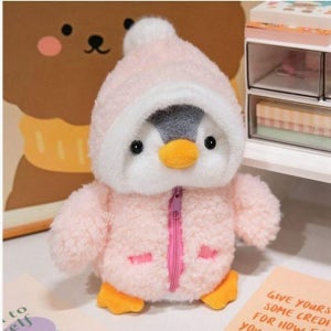 변신 미니 펭귄 인형 동물 인테리어 선물용 쿠션 핑크펭귄 25cm
