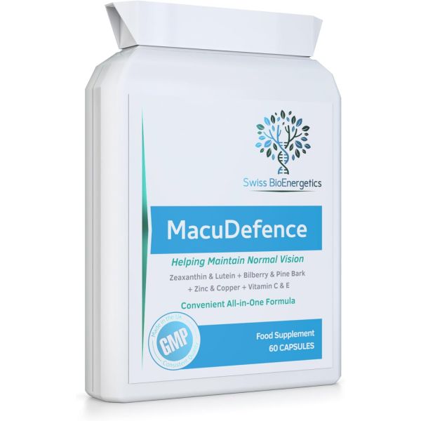 MacuDefence 60 캡슐 루테인 지아잔틴 빌베리 소나무 껍질 그리고 비타민과 미네랄