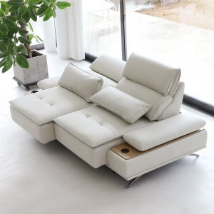 컴프홈 아이보 리클라이너소파 무빙 모션 슬라이딩쇼파 스툴없음, 가죽 미스티아이보리, 3인용