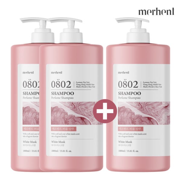 2+1 메르헨트 약산성 대용량 샴푸 1L 화이트머스크 퍼퓸 향좋은 청소년 미용실 정수리냄새