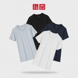 [백화점판] 유니클로 에어리즘 반팔 무탠다드 남성 에어리즘 메쉬 브이넥