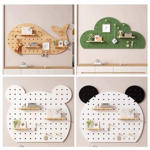 벽걸이 타공판 페그보드 원목 디스플레이 카페 사무실 진열대
