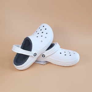 크록스 클래식 라인드 클로그 화이트 그레이 203591-10M 슬리퍼 털크록스 겨울 방한