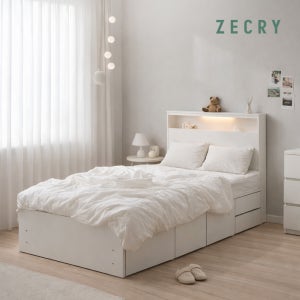 제크리 몰리스 수납침대 프레임 심플LED 기본헤드, 2단수납 SS(슈퍼싱글), 화이트