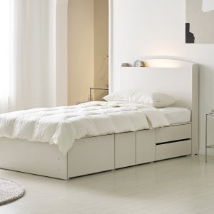 제크리 몰리스 수납침대 프레임 업라이팅헤드, 2단수납 SS(슈퍼싱글), 크림우드