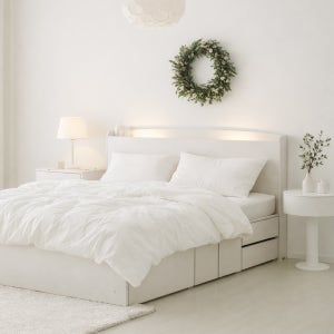 제크리 몰리스 수납침대 프레임 업라이팅헤드, 2단수납 Q.K(퀸.킹겸용), 크림우드