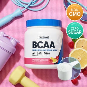 뉴트리코스트 대체당 함유 고함량 BCAA 6,000mg 60회분 라즈베리 레몬에이드, 546g, 1개