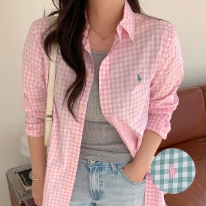 폴로 랄프로렌 깅엄 체크 셔츠 보이즈 남방 여성