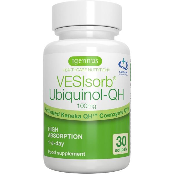 VESsorb 유비퀴놀QH 첨단 속효 <b>코엔자임 Q10100mg</b> 수용성 카네카 QH 유비퀴놀 코큐텐
