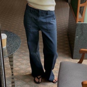 [블루M당일]파운더스 파고 다잉 워크 팬츠 빈티지 워싱 일자 세미 와이드 데님