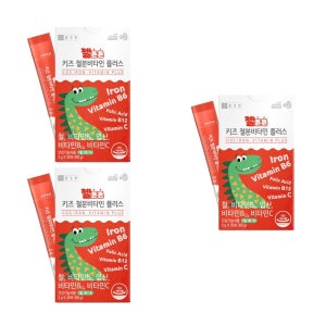 어린이 성장기 딸기맛 액상철분 종근당 젤튼튼 키즈 철분비타민 플러스 2g 30포, 3개