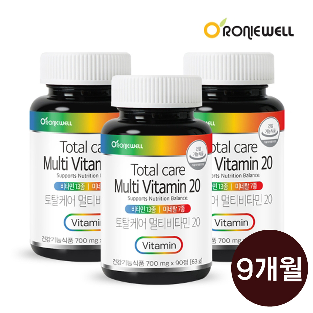 <b>로니웰</b> 토탈 멀티 비타민 3통 9개월 대용량 종합 올인원 영양제 미네랄 활력 에너지 항산화