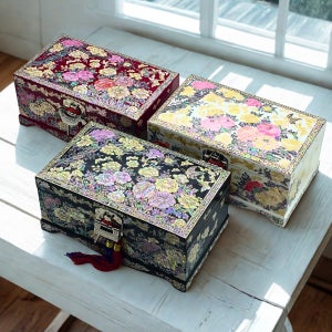 나전칠기 자개 목단 9치 3단 보석함 예단함 한국 전통 공예품 외국인 선물