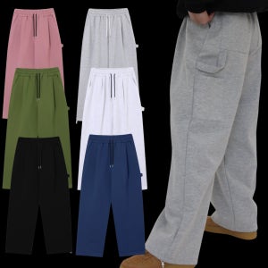 남자 여성 와이드팬츠 오버핏 루즈핏 와이드 밴딩 팬츠 스트링 데일리 트레이닝 바지 봄