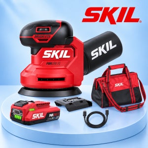 스킬 SKIL 충전 원형 샌더 오비탈샌더 무선 샌딩기 20V 저진동 전동샌더 신형 배터리 세트 SR7603SE10
