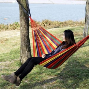 그물 야외 침대 캠핑용 해먹 2인용 천 잔솔 그네 경량