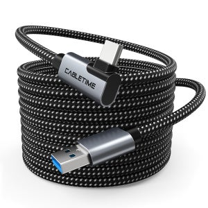 케이블타임 5Gbps VR 헤드셋 링크 90도 C타입 USB3.0 케이블 7m, 1개