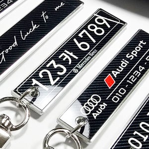 카본 메탈 디테일 로고 자동차번호판 키링 고리 전화번호 전차종 벤츠 테슬라 A양면번호판