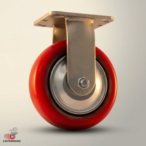 우레탄바퀴 6인치(15cm) 대차바퀴 산업용캐스터 고정,380kg,4,8cm,모카우레탄