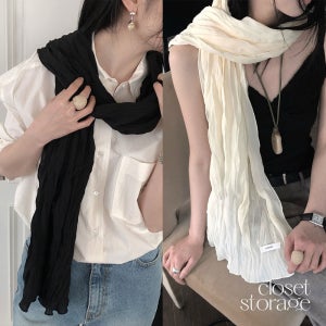 당일/르버터 트위스트 스카프 3color 실크 플리츠 롱 머플러