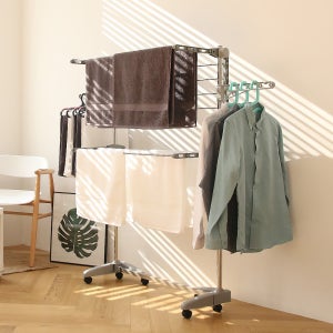 국산 바퀴달린 이동식 접이식 이불 빨래 건조대 4단 대형