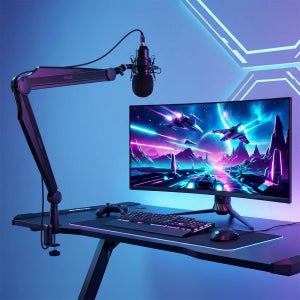 마운트뷰 자동수평조절 마이크 스탠드 책상 탁상용 콘덴서 마이크암 거치대 받침대 홀더 자바라