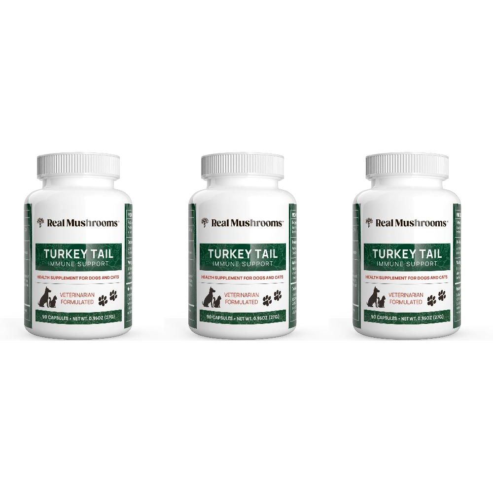 리얼머쉬룸 Real Mushrooms 반려동물 <b>터키테일</b> 버섯 캡슐 90정 3팩