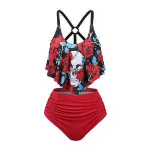 ROSEGAL 로즈걸 플러스 사이즈 하이 웨이스트 비키니 레드 1X Red Medium Plus