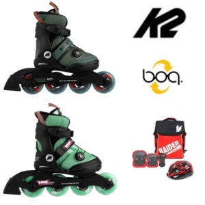 K2 에디/루미보아 아동인라인 5단계 사이즈조절 가방+보호대+헬멧[풀]