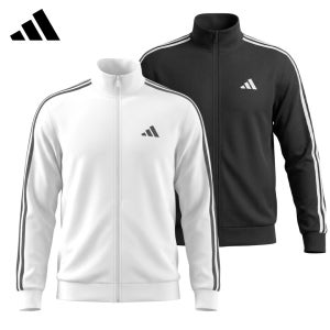 아디다스 니트 집업 트랙탑 저지 삼선 트레이닝 자켓 흰색 검정