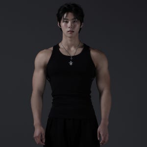 카미드 노블 레터링 머슬핏나시 골지 망고나시