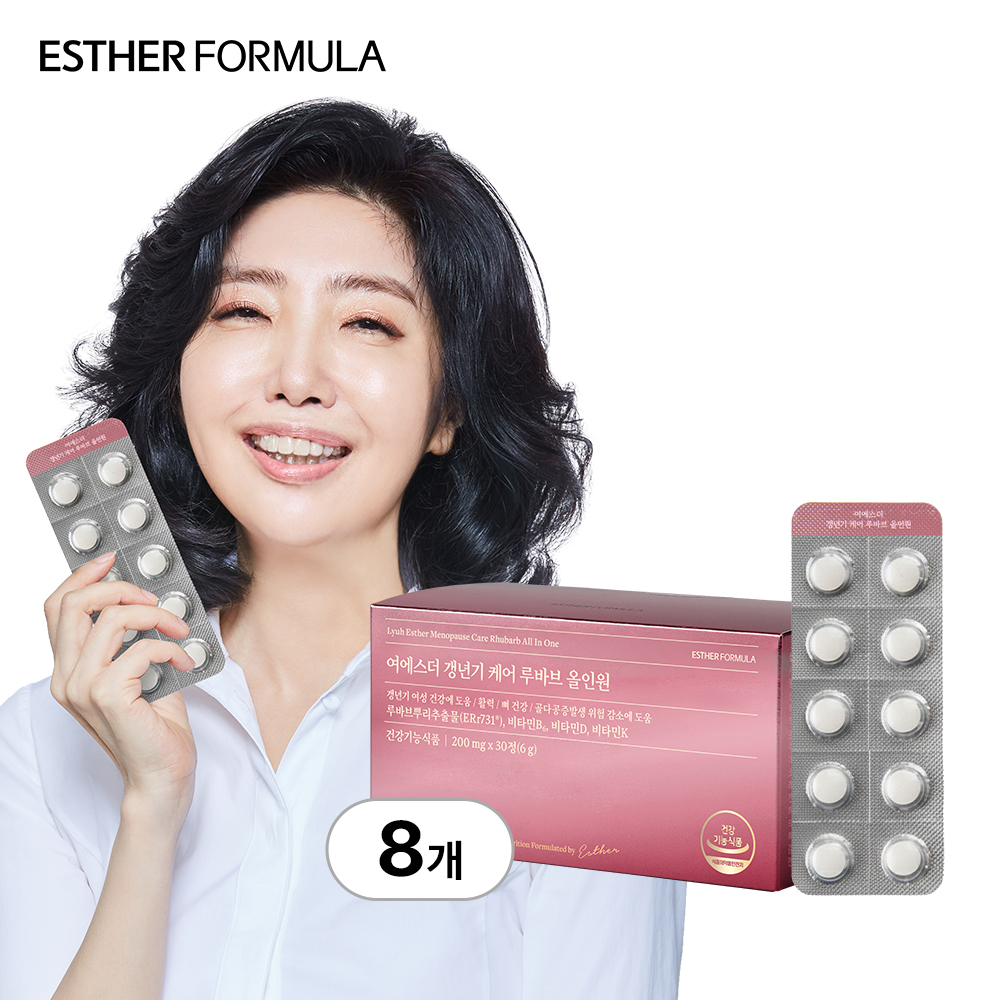 여에스더 <b>갱년기 케어</b> 루바브 올인원 200mg 30정, 8개