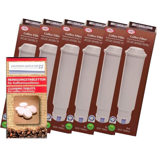 Human-Wellness 니보나 NIRF700 전자동 커피 머신용 필터 카트리지 6개 + 세척 정제 10개 279063