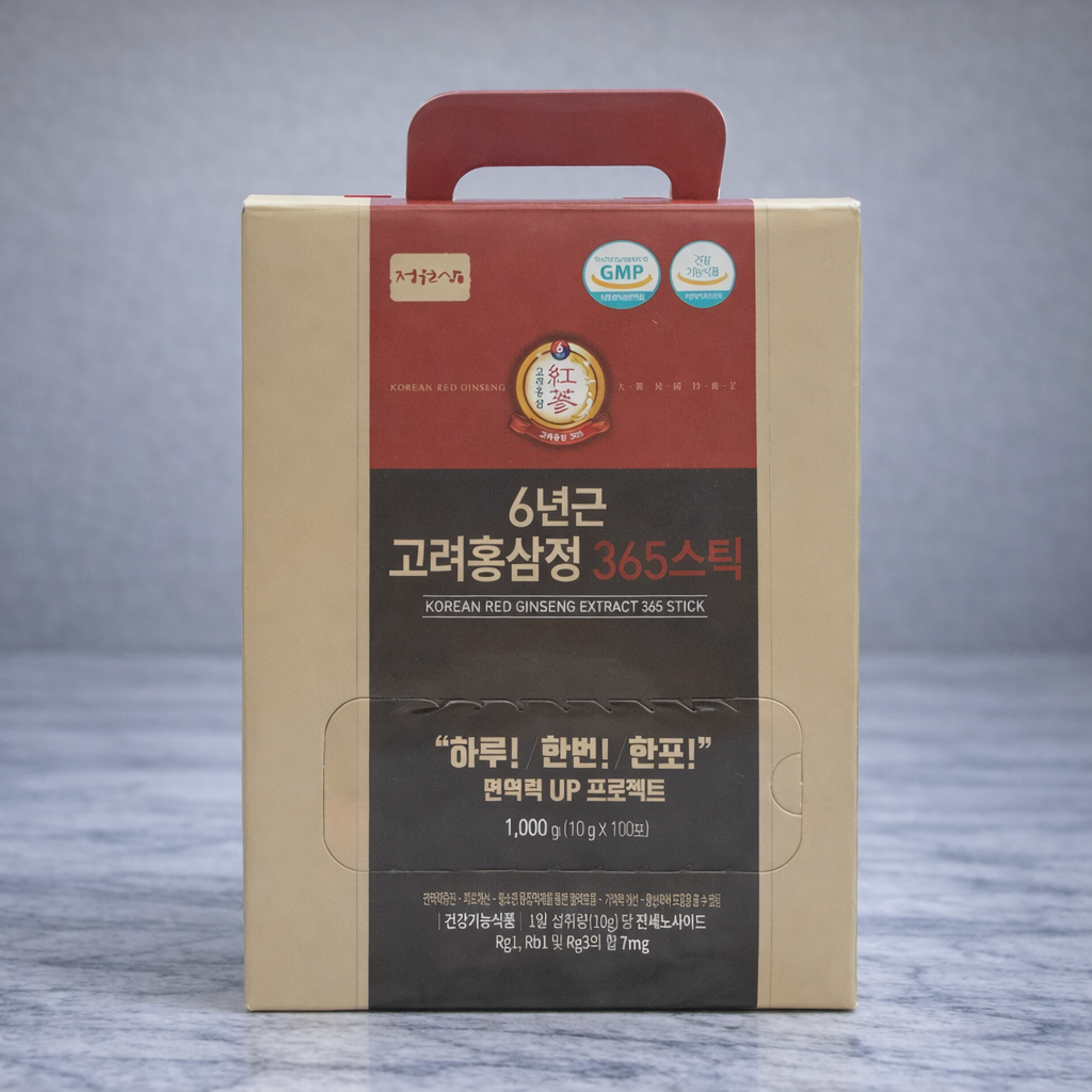 정원삼 6년근 <b>고려홍삼정</b> 365스틱 선물용 홍삼스틱 100포 1박스